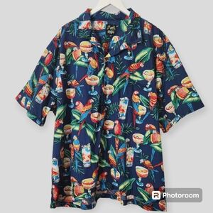 Benny's Parrots and Margaritas Button Down Hawaiian Shirt size 3X